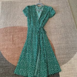 Green Floral Wrap Dress